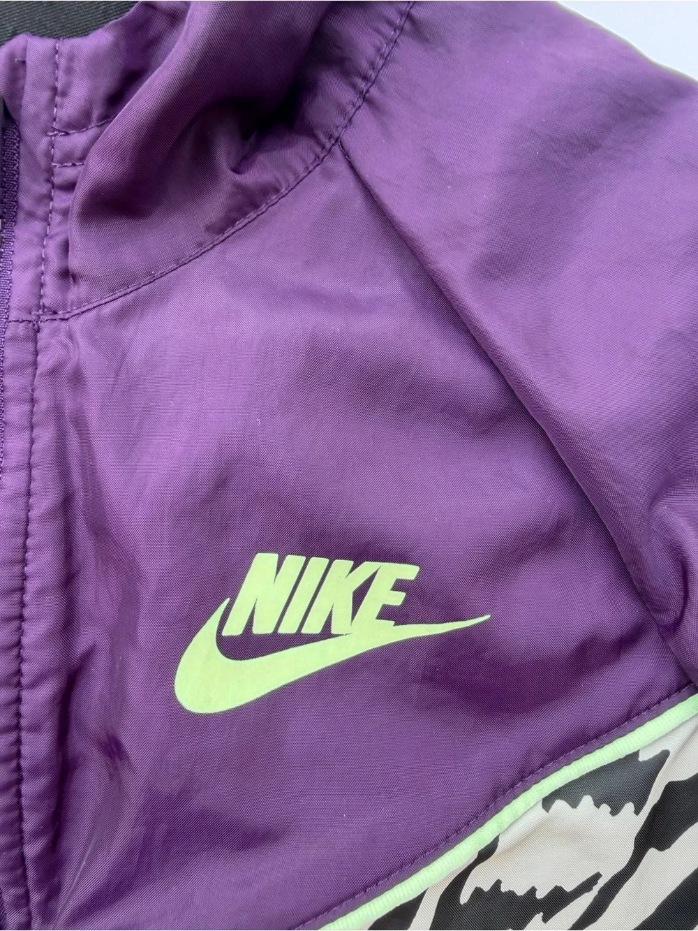Nike Kids Purple & Black-White Zebra Print Hooded Rain Jacket
